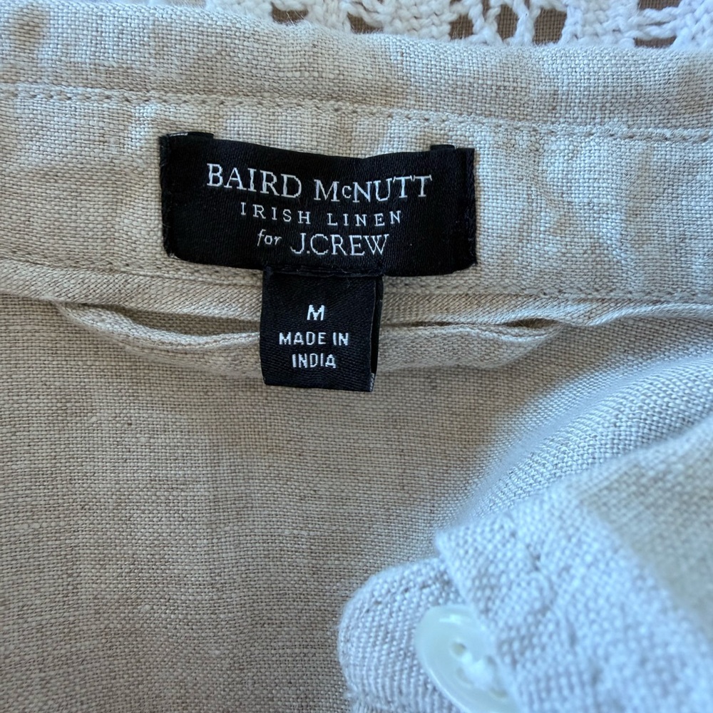 J CREW‎ BAIRD McNUTT IRISH LINEN CAPTAINE RELAXED SHIRT CREAM SZ M LAGENLOOK EUC - Picture 9 of 11